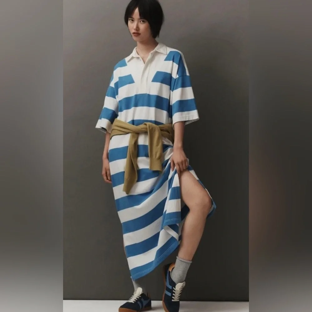 Anthropologie Daily Practice Oversized Rugby Stripe Maxi Dress - Picture 2 of 7